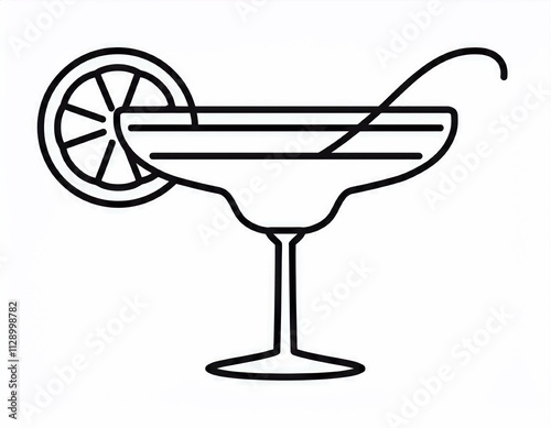 A minimalist, black-and-white line drawing of a margarita glass, National Margarita Day photo