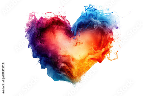 A striking artistic representation of two hearts blending colors, symbolizing love and connection on a vibrant background. photo