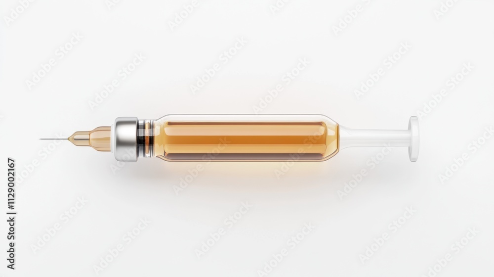 A syringe filled with a golden liquid, positioned horizontally against a plain background, suggesting medical or cosmetic use. A syringe filled with a golden liquid, positioned horizontally against a plain background, suggesting medical or cosmetic use.