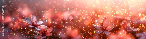 Soft focus blossoms with bokeh lights.