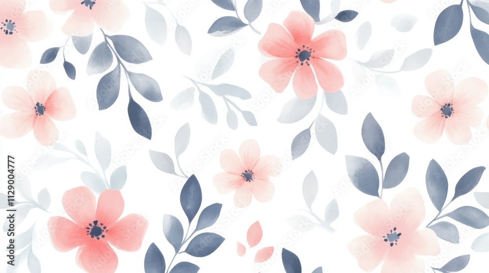A light and airy floral pattern featuring soft pink flowers and delicate leaves, perfect for backgrounds or design projects. A light and airy floral pattern featuring soft pink flowers and delicate leaves, perfect for backgrounds or design projects.