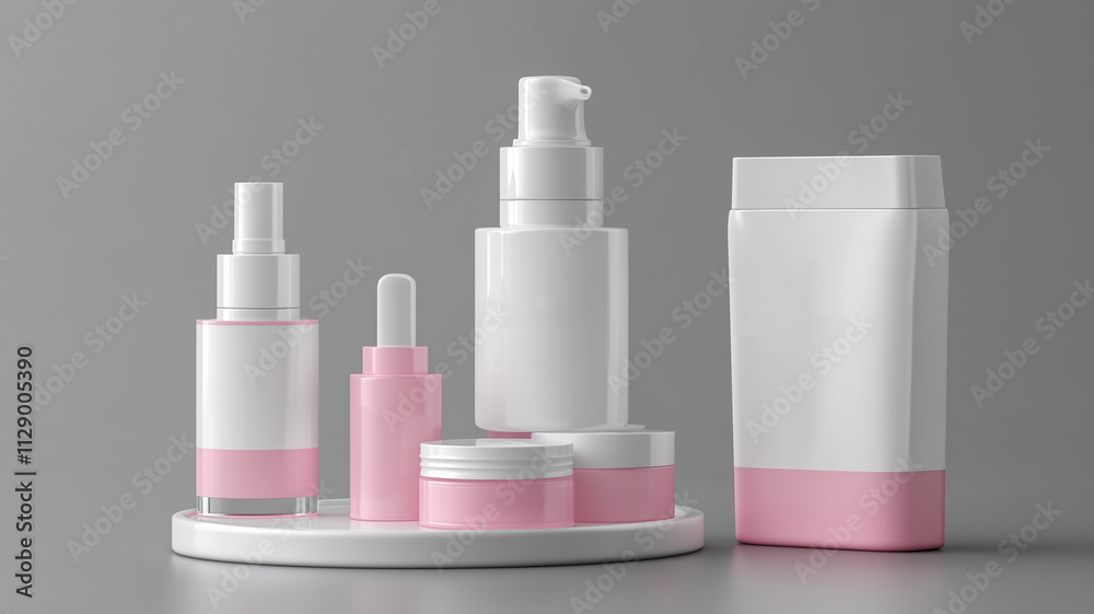 All-in-One cosmetic mockup bundle featuring skincare and beauty products  design