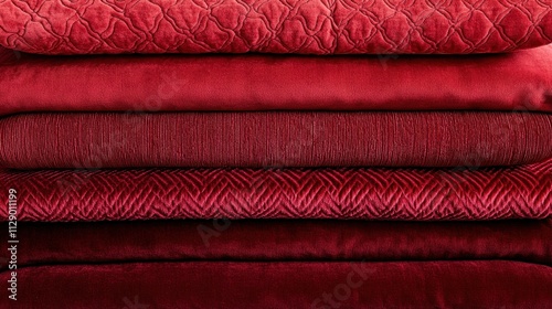 Rich Red Textiles in Layers for Home Decor and Fashion Design