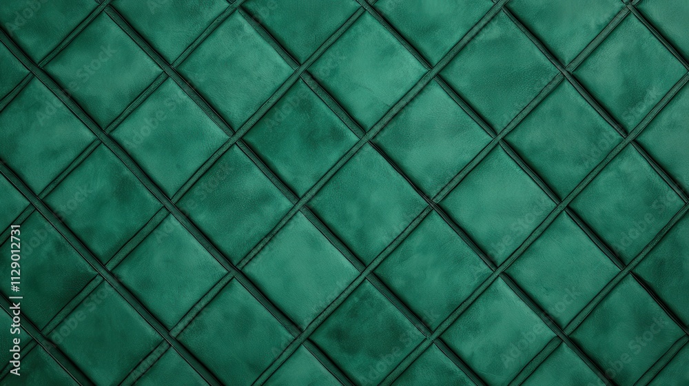 Textured Green Leather with Diamond Pattern in Elegant Design Textured Green Leather with Diamond Pattern in Elegant Design