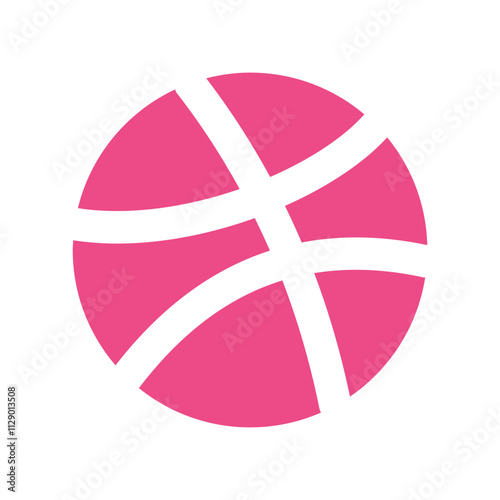 Pixelated pink circle divided into uneven segments, resembling a cracked or fractured sphere.