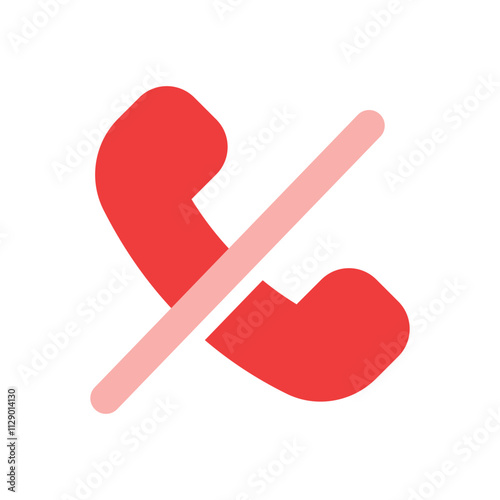 Blocked phone call symbol, red and pink, low-resolution pixel art.