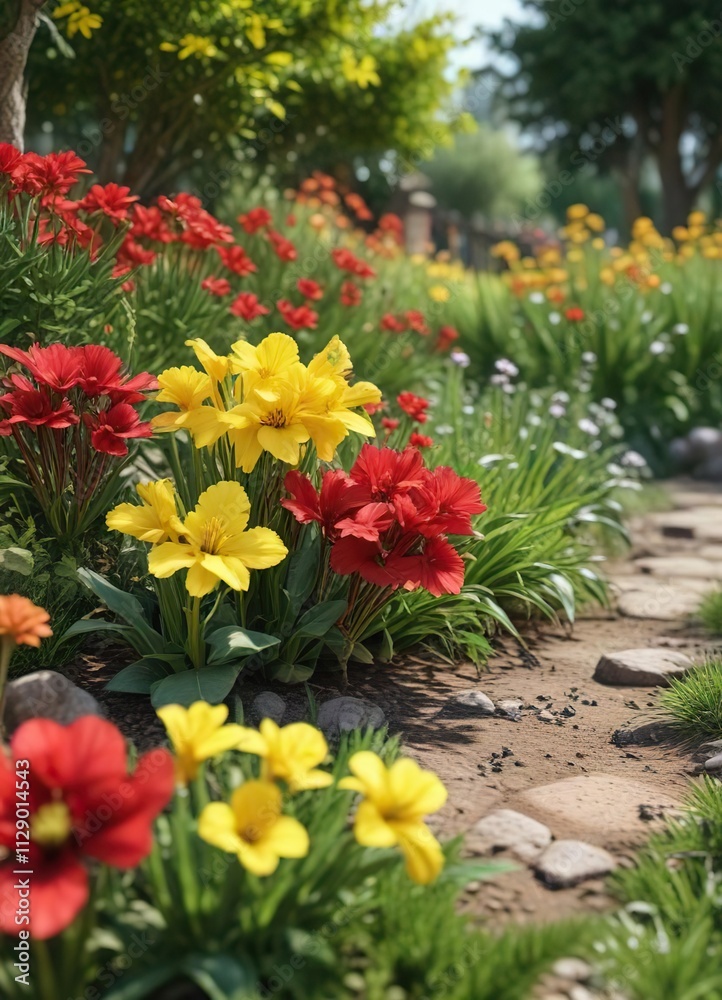 Fleur de artichaut jaune et rouge dans le jardin, gardening, plant, greenery Fleur de artichaut jaune et rouge dans le jardin, gardening, plant, greenery