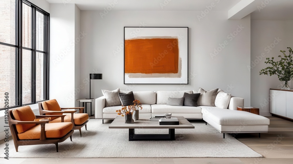 Artistic living room featuring abstract wall art and sculptural furniture, Modern design, Creative luxury Artistic living room featuring abstract wall art and sculptural furniture, Modern design, Creative luxury