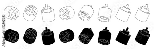 mechanical part components 3d isometric vector silhouette