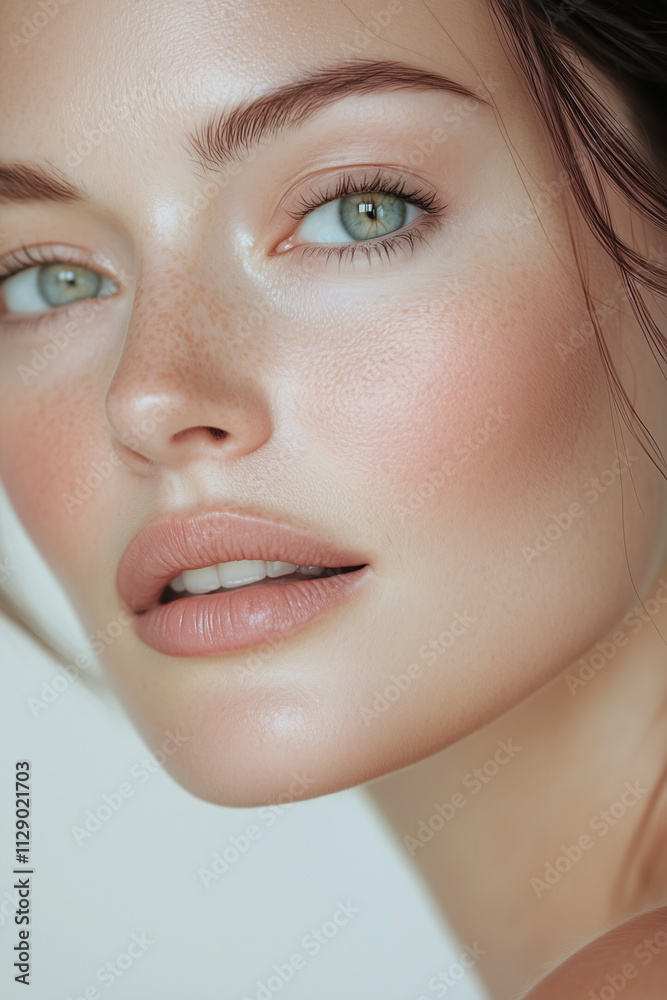 Portrait of a Beautiful Woman with Smooth, Radiant Skin and Minimal Makeup Portrait of a Beautiful Woman with Smooth, Radiant Skin and Minimal Makeup