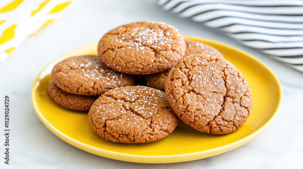 Close-up of cookies with chip on a yellow plate Close-up of cookies with chip on a yellow plate
