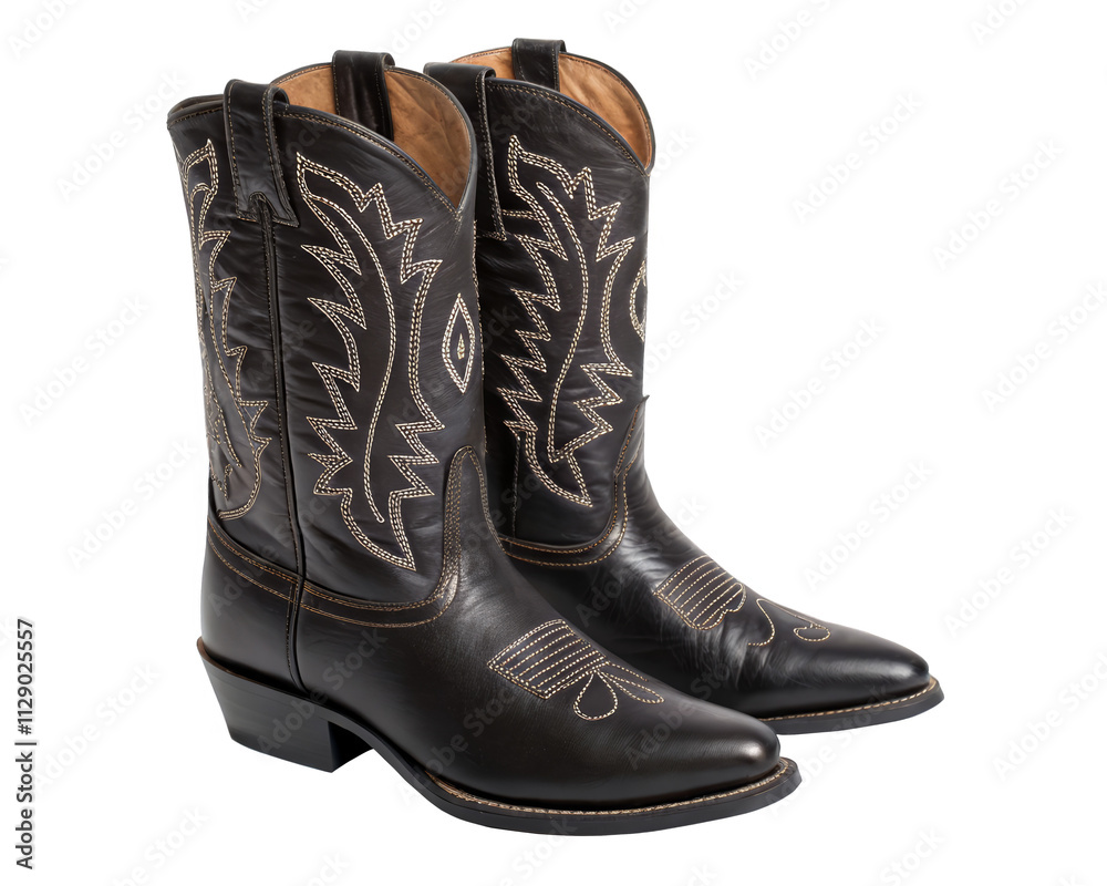 custom made wallpaper toronto digitalGenuine Leather Cowboy Boots, Western Style, Embroidered Design, Black Color, Pair of Boots