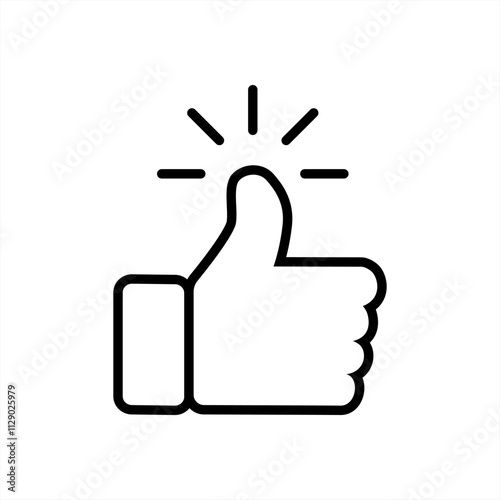 Thumb up like icon vector simple line outline art stroke image illustration, okay positive hand linear pictogram, flat recommend finger top glyph symbol set clipart web button, vector 10 eps.