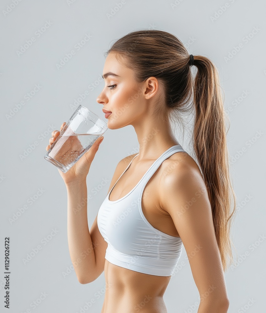 Young Woman Drinking Water for Health and Hydration Young Woman Drinking Water for Health and Hydration