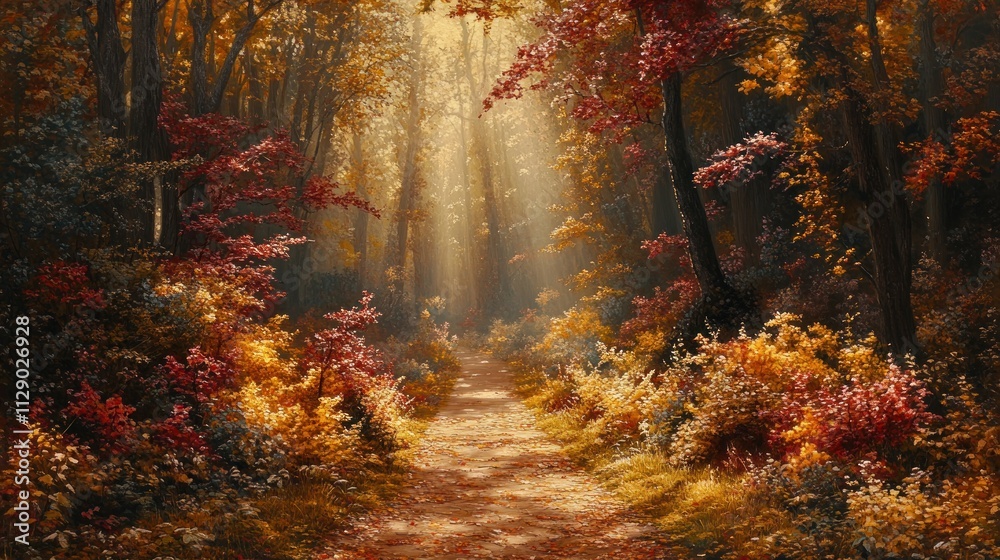 Autumnal Path: A Serene Forest Walk Autumnal Path: A Serene Forest Walk