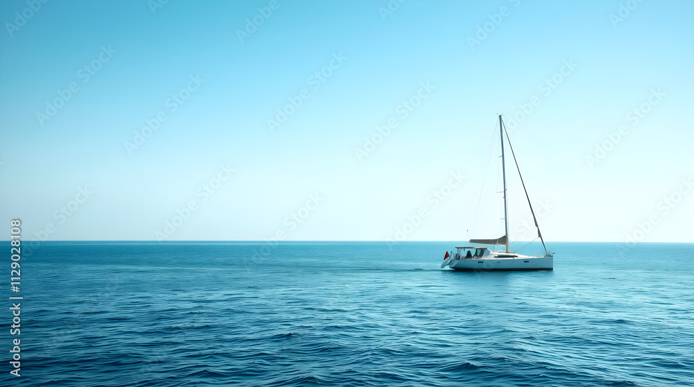 Lonely Yacht on Clear Sea Lonely Yacht on Clear Sea