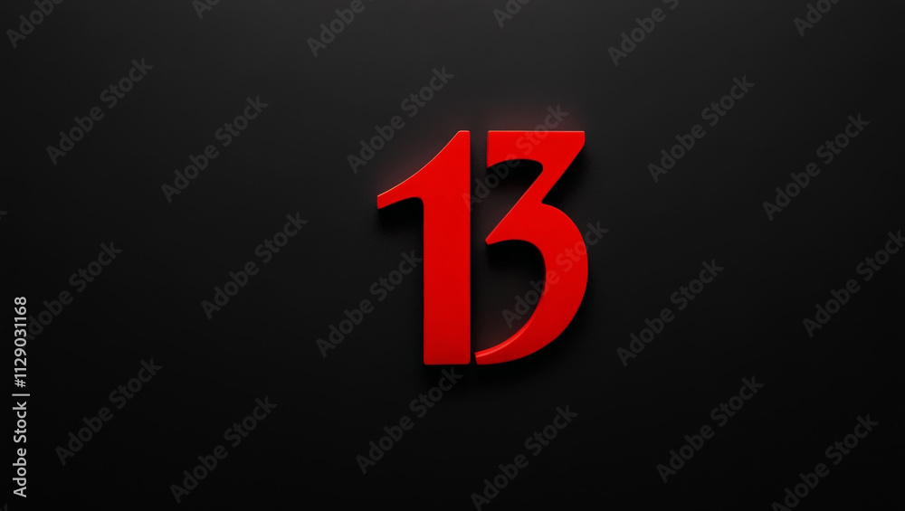Vivid red number 13 against black background conveys strong visual impact, suitable for modern designs, dramatic themes Vivid red number 13 against black background conveys strong visual impact, suitable for modern designs, dramatic themes