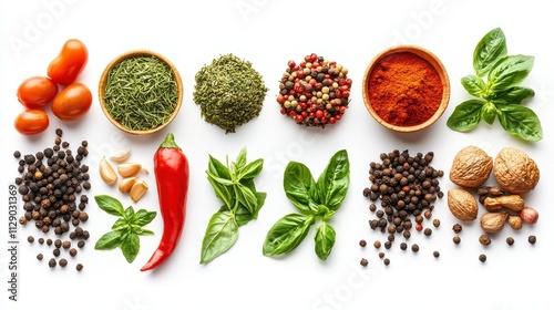 Vibrant Assortment of Aromatic Herbs, Spices, and Fresh Ingredients