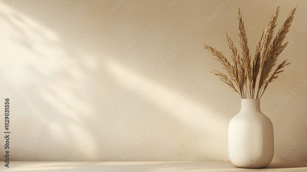 A glass vase with a vibrant bouquet of flowers and wheat, sitting on a table against a soft-colored wall, evoking a springtime interior decoration A glass vase with a vibrant bouquet of flowers and wheat, sitting on a table against a soft-colored wall, evoking a springtime interior decoration