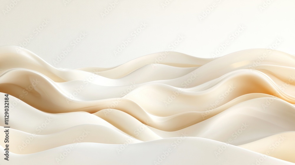 Obraz premium Creamy Waves: Abstract Beige and White Fluid Forms
