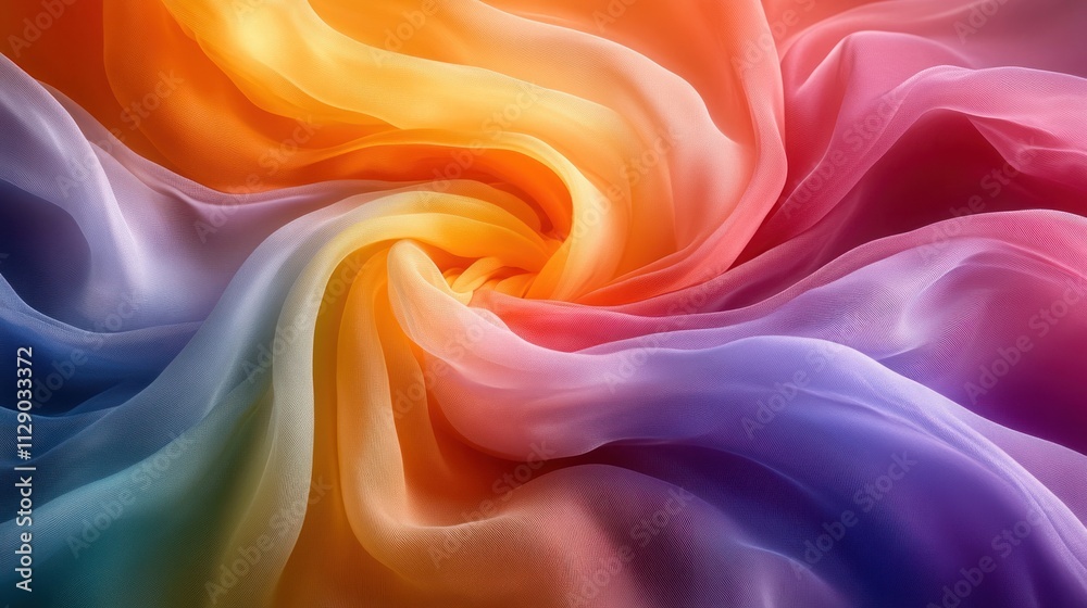 Obraz premium A vibrant swirl of colorful fabric creating a dynamic, abstract pattern.