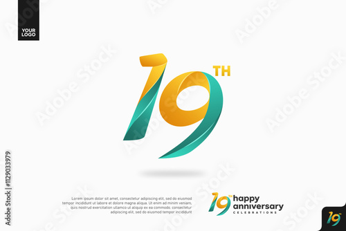 Number 19 logo icon design, 19th birthday logo number, anniversary 19