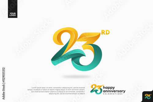 Number 23 logo icon design, 23rd birthday logo number, anniversary 23