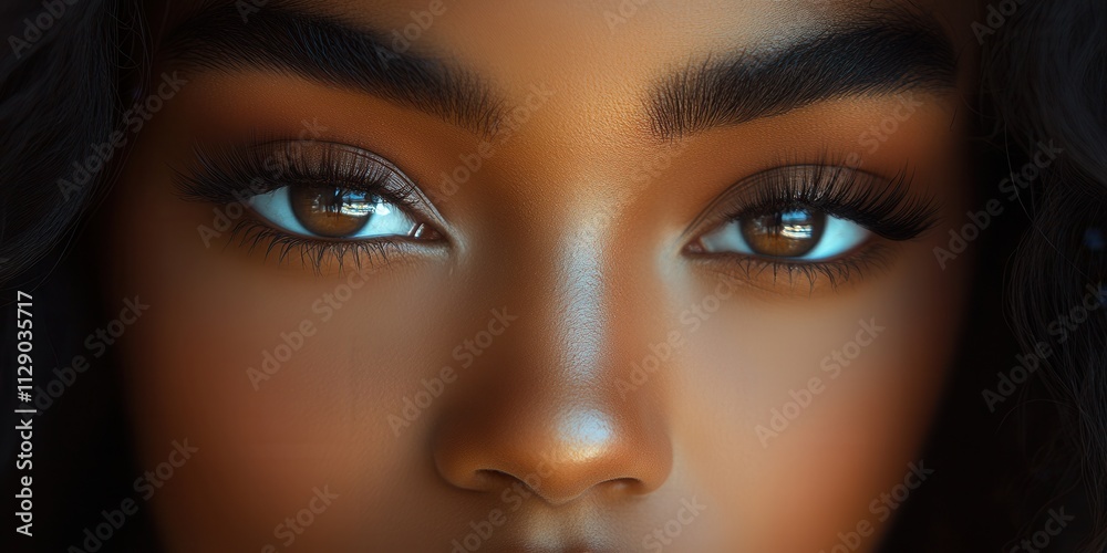 Capturing the beauty of expressive brown eyes with delicate features and a radiant glow during golden hour lighting Capturing the beauty of expressive brown eyes with delicate features and a radiant glow during golden hour lighting