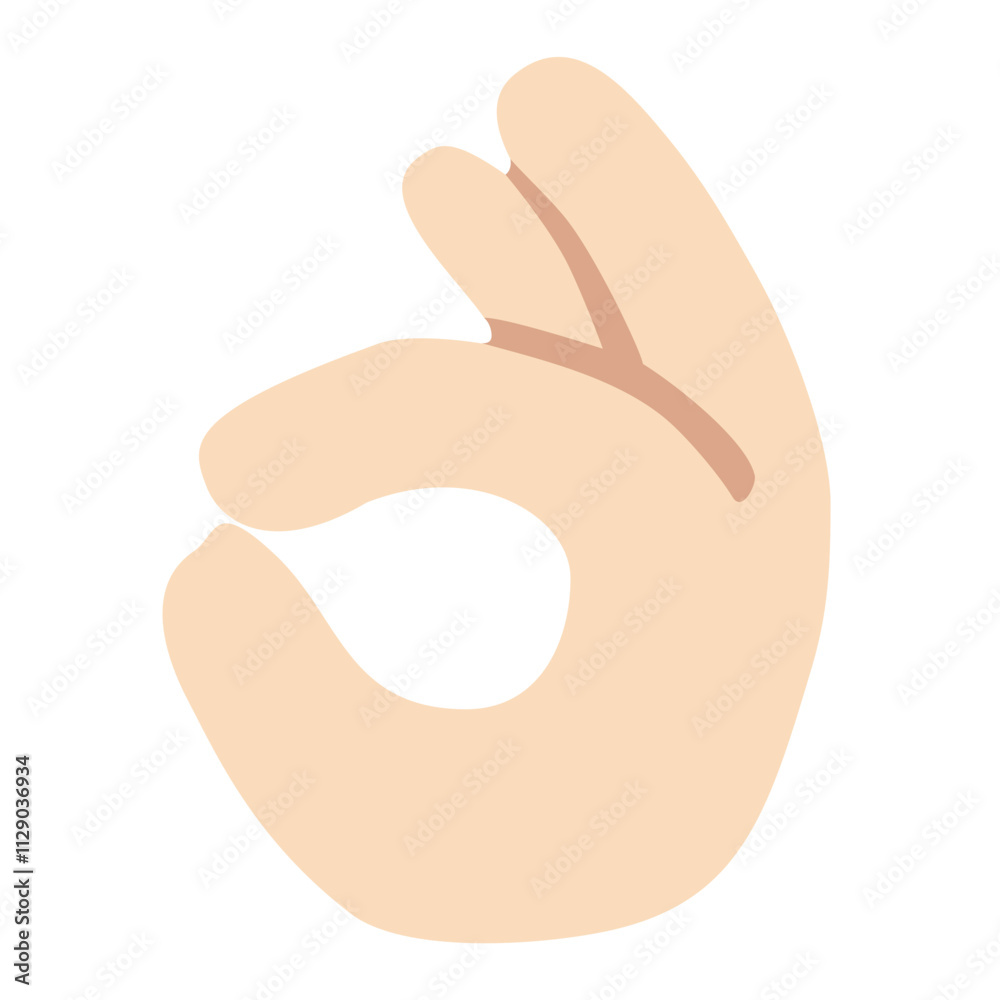 OK Hand Gesture Emoji with Light Skin Tone - Approval Sign - Clipart Design OK Hand Gesture Emoji with Light Skin Tone - Approval Sign - Clipart Design