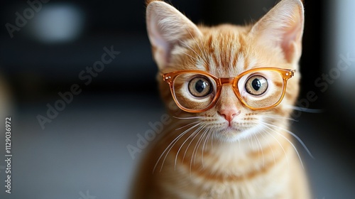Adorable Ginger Kitten Wearing Glasses