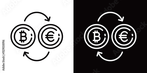 ビットコインとユーロのシンプルなアイコン