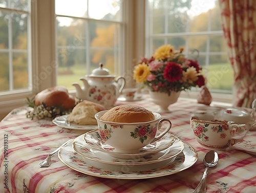 Tea Time Treat A Cozy Autumn Afternoon Scene photo