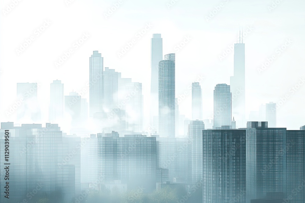 Cityscape Skyline Enveloped in Morning Mist Cityscape Skyline Enveloped in Morning Mist