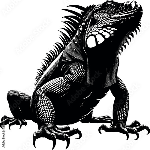 Iguana Silhouette - Black Vector Cricut Design for T-Shirt Printing