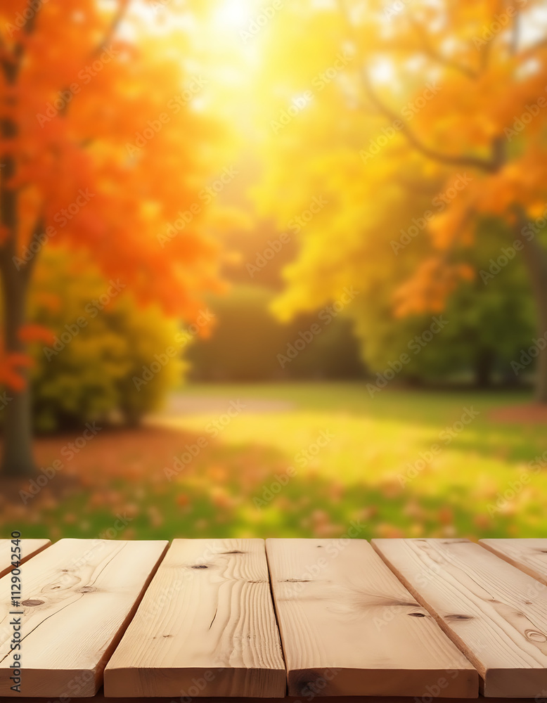 A wood table top features a blurred orange garden scene as a possible montage background for a product display or visual layout._00001_ A wood table top features a blurred orange garden scene as a possible montage background for a product display or visual layout._00001_