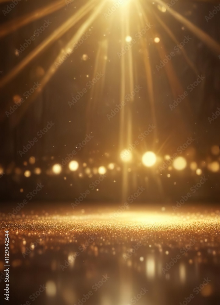Obraz premium Hypnotic golden light beams on an abstract bokeh background, with subtle texture and depth, light, depth, texture