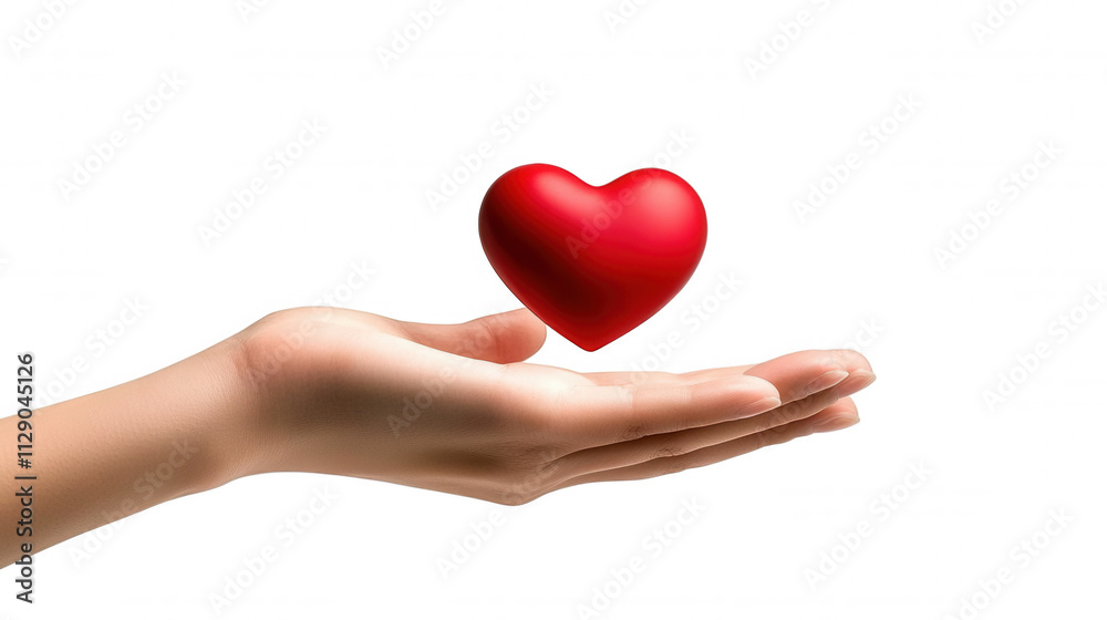 [Digital art representation of a hand holding a glowing red heart] Glowing Red Heart Emerging From Dark Background, Symbolizing Love and Affection