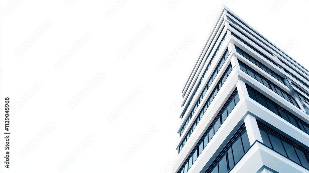 Fototapeta premium Urban office blueprint, minimalist highrise concept, clean rendering, monochrome tones, sustainable architecture focus