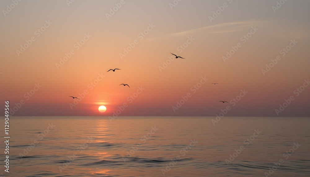Golden Sunrise Over a Tranquil Ocean Golden Sunrise Over a Tranquil Ocean