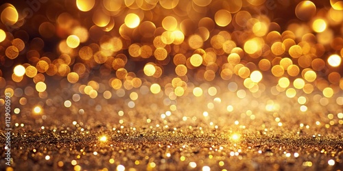 Luxurious Gold Glitter Bokeh Background for Festive Celebrations with Elegant Sparkle and Glamorous Copy Space for Your Creative Projects and Designs