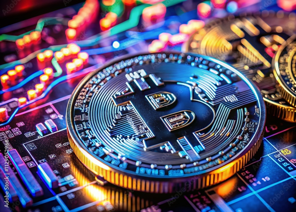 Macro Photography of Cryptocurrency Exchange: Captivating Close-Up of Digital Assets Trading with Blockchain Technology Elements and Market Fluctuations Illustrated Macro Photography of Cryptocurrency Exchange: Captivating Close-Up of Digital Assets Trading with Blockchain Technology Elements and Market Fluctuations Illustrated