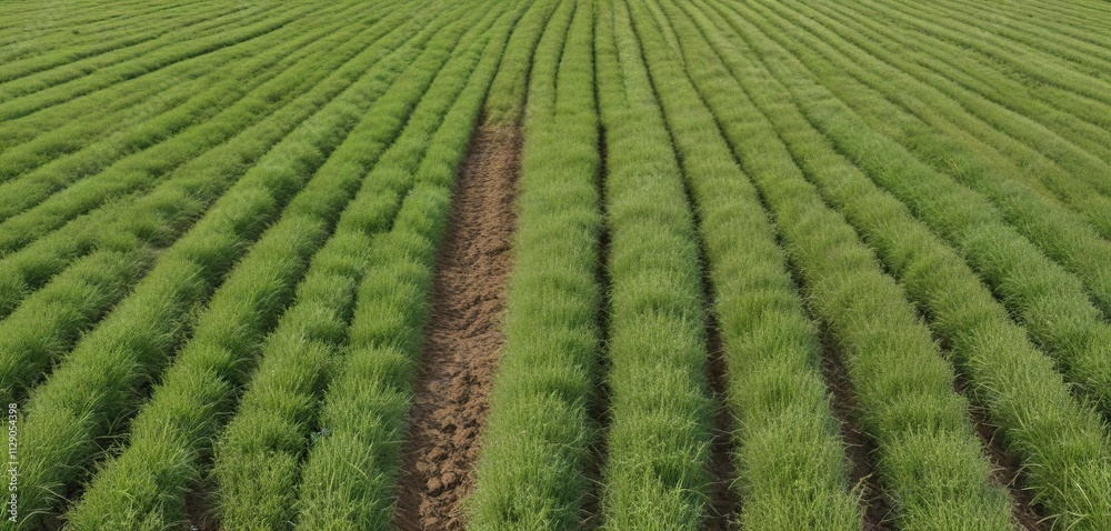 Neatly arranged alfalfa hay in straight rows on a farm field, alfalfa, farming Neatly arranged alfalfa hay in straight rows on a farm field, alfalfa, farming