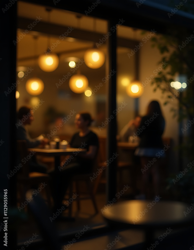 A café is blurred by soft golden lighting at night, its atmosphere tranquil and inviting to passersby._00002_ A café is blurred by soft golden lighting at night, its atmosphere tranquil and inviting to passersby._00002_