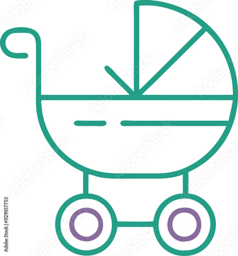 Modern illustration and icon style vector design of baby stroller 