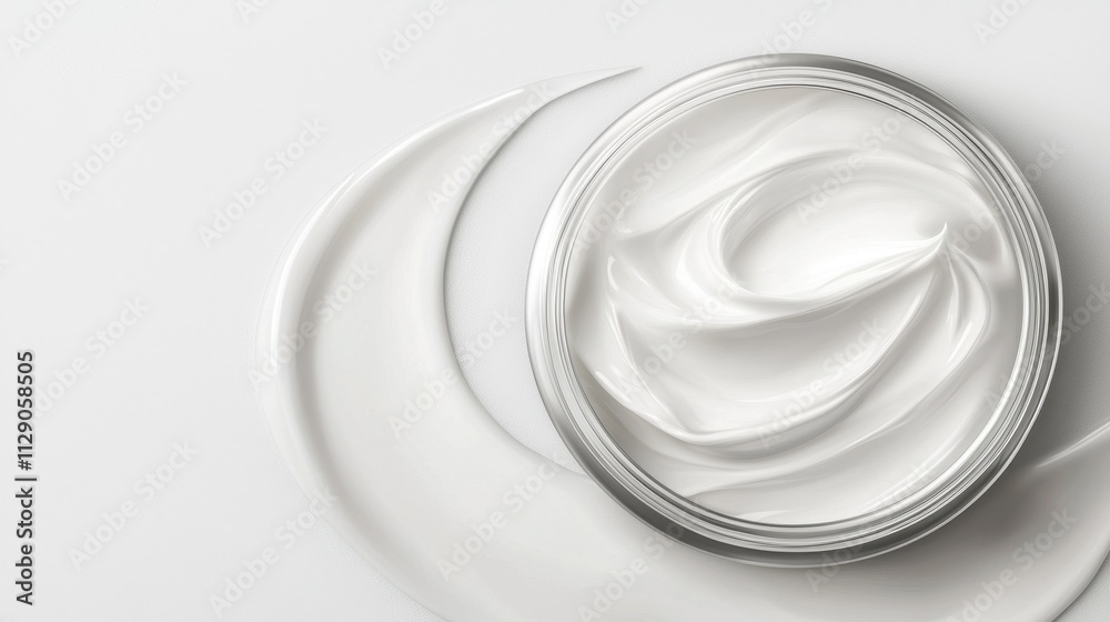 Smooth White Cream in Round Container on Minimalist Surface Smooth White Cream in Round Container on Minimalist Surface