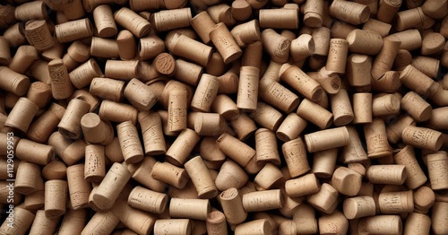 Pile of used wine corks, rectangular shape, damaged, macro, heap, group