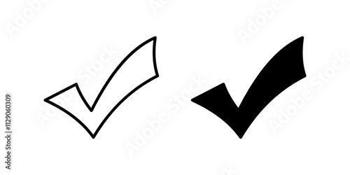check mark Icon set,Symbol isolated white background. vector illustration. color editable.