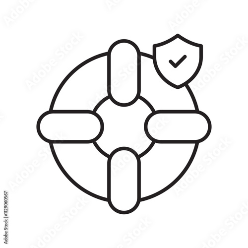 Lifebouy  line icon with white background vector stock illustration