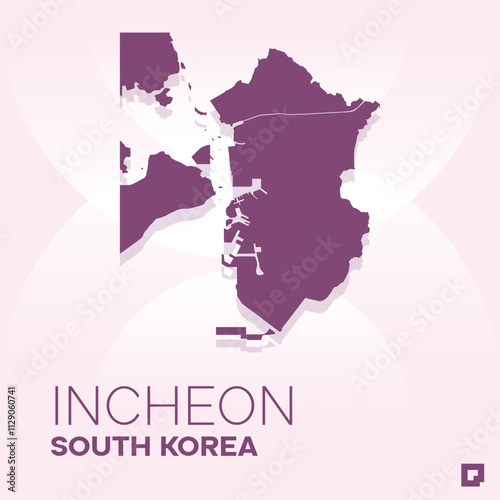 Incheon vector map, Vector map of Incheon, editable eps, AI files, Vector illustration of Incheon vector map