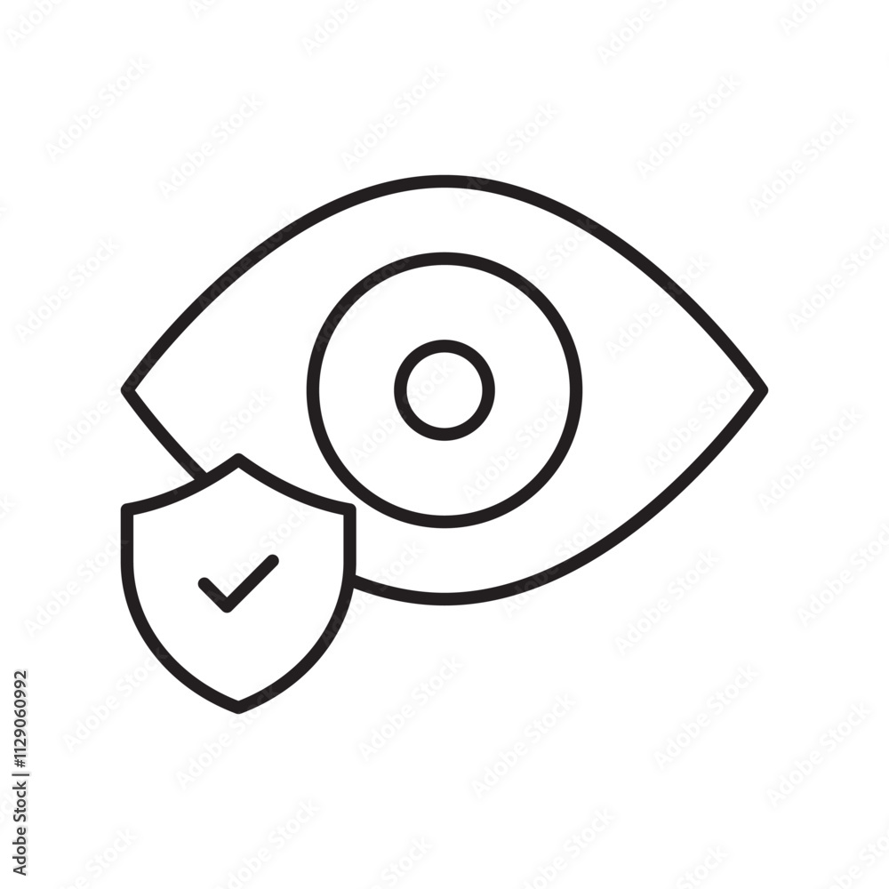 Eye Insurance line icon with white background vector stock illustration Eye Insurance line icon with white background vector stock illustration